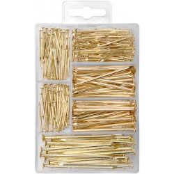 HangDone Nails Assortment 250-Pieces 4 Sizes, Brass Plated