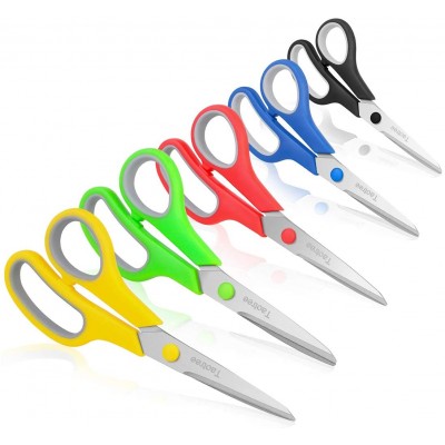 Scissors, Taotree 8" Multipurpose Scissor Bulk Pack of 5, Stainless Steel Sharp Scissors for Office Home General Use, High/Middle School Classroom Class Teacher Student Older Kids Scissors Supplies