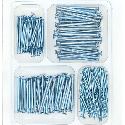 HongWay Hardware Nail Assortment Kit 250pcs, Galvanized Nails, 4 Size Assortment