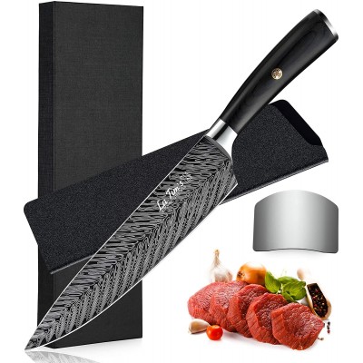 LaTim's Chef Knife 8 Inch Professional,Japanese Kitchen Cooking Knives with German High Carbon Stainless Steel 4116 and Ergonomic Handle,Finger Guard and Sharp Knife for Gift Box