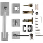 Berlin Modisch HandleSet Front Door Entry Handle and Deadbolt Lock Set Slim Square Single Cylinder Deadbolt and Lever Reversible for Right & Left Sided Doors Heavy Duty – Satin Nickel Finish