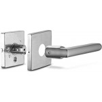 Berlin Modisch HandleSet Front Door Entry Handle and Deadbolt Lock Set Slim Square Single Cylinder Deadbolt and Lever Reversible for Right & Left Sided Doors Heavy Duty – Satin Nickel Finish