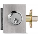 Berlin Modisch HandleSet Front Door Entry Handle and Deadbolt Lock Set Slim Square Single Cylinder Deadbolt and Lever Reversible for Right & Left Sided Doors Heavy Duty – Satin Nickel Finish