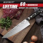 Pro Chef Knife 8 Inch, Japanese AUS-10V Super Stainless Steel Kitchen Knife with Hammer Finish, Chefs Knife with a triple-riveted Ergonomic Handle, Professional Durable Cooking Knife with Gift Box