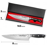 Pro Chef Knife 8 Inch, Japanese AUS-10V Super Stainless Steel Kitchen Knife with Hammer Finish, Chefs Knife with a triple-riveted Ergonomic Handle, Professional Durable Cooking Knife with Gift Box