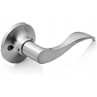 Berlin Modisch Dummy Lever Door Handle [Pack of Two] for Closets with a Satin Nickel Finish, Single Side, Non-Turning with a Door Bumper Wall Protectors