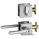 Berlin Modisch Entry Lever Door Handle and Single Cylinder Deadbolt Lock and Key Slim Square Locking Lever Handle Set [Front Door or Office] Right & Left Sided Doors Heavy Duty – Satin Nickel Finish